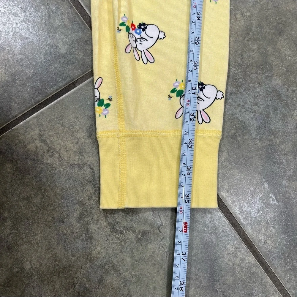 Hanna Andersson Pajama PJ Set Bunnys Girls Sz M Yellow Rabbits Cotton Comfy EUC